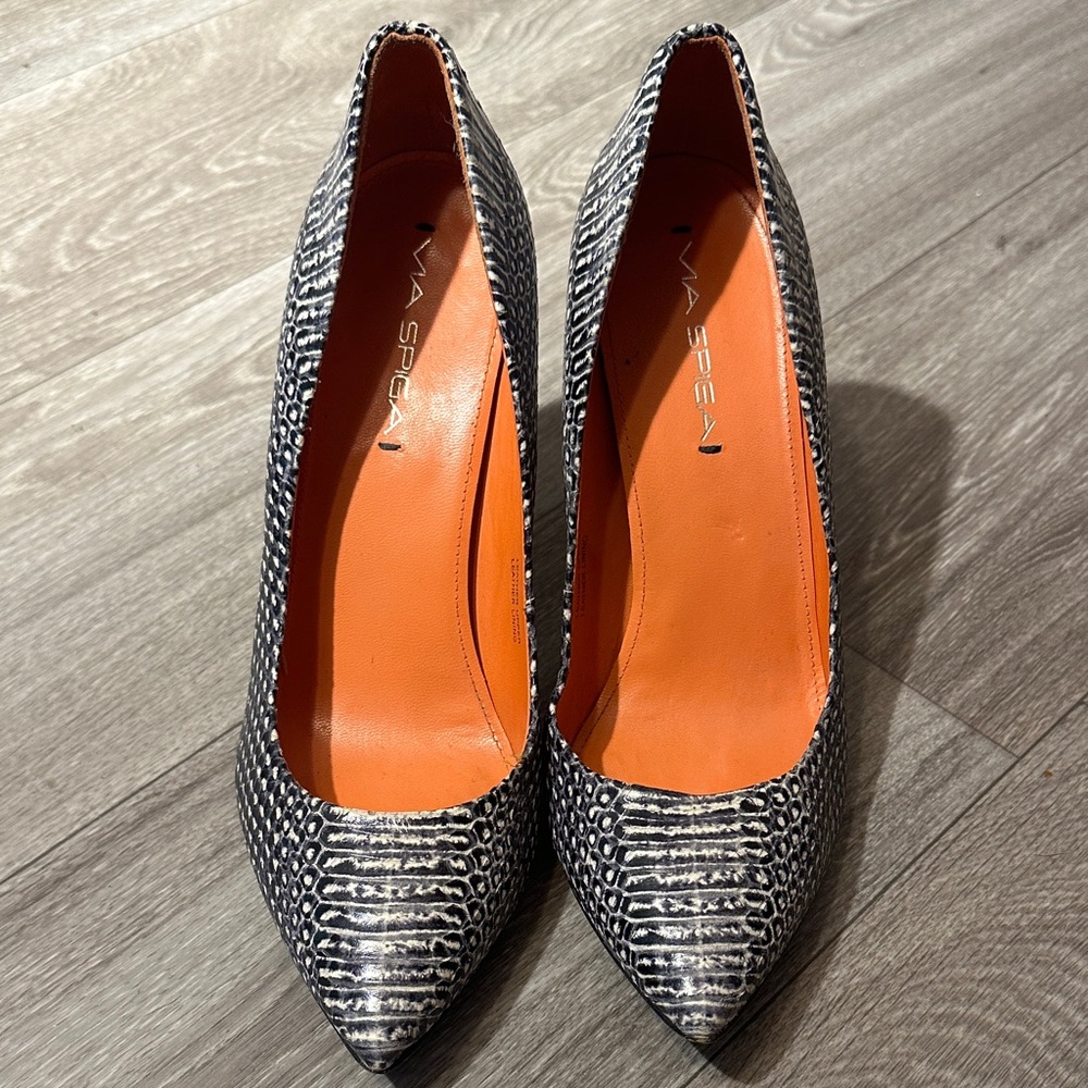 Via Spiga Black and White Patterned Heels